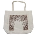thumbnail image 1 of Art Nouveau Shopping Bag, Vintage Victorian Renaissance Curving Branches in Earth Tones Classic, Eco-Friendly Reusable Bag for Groceries Beach and More, 15.5" X 14.5", Cream, by Ambesonne, 1 of 2