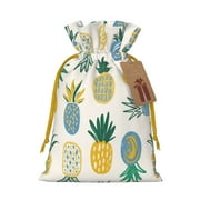 ZICANCN Christmas Gift Bags, Delicious Pineapple Tropical Fruit Reusable Fabric Drawstring Storage Bags with Drawstring, Medium Size