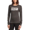 thumbnail image 1 of DKNY Womens Block Logo Pullover Sweater, Grey, Large, 1 of 1