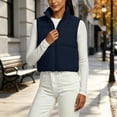 thumbnail image 4 of Smupbvky Cropped Vest for Women Zip Up Sleeveless Quilted Jacket Lightweight Mock Neck Winter Outerwear for Layering (XL, Navy), 4 of 7