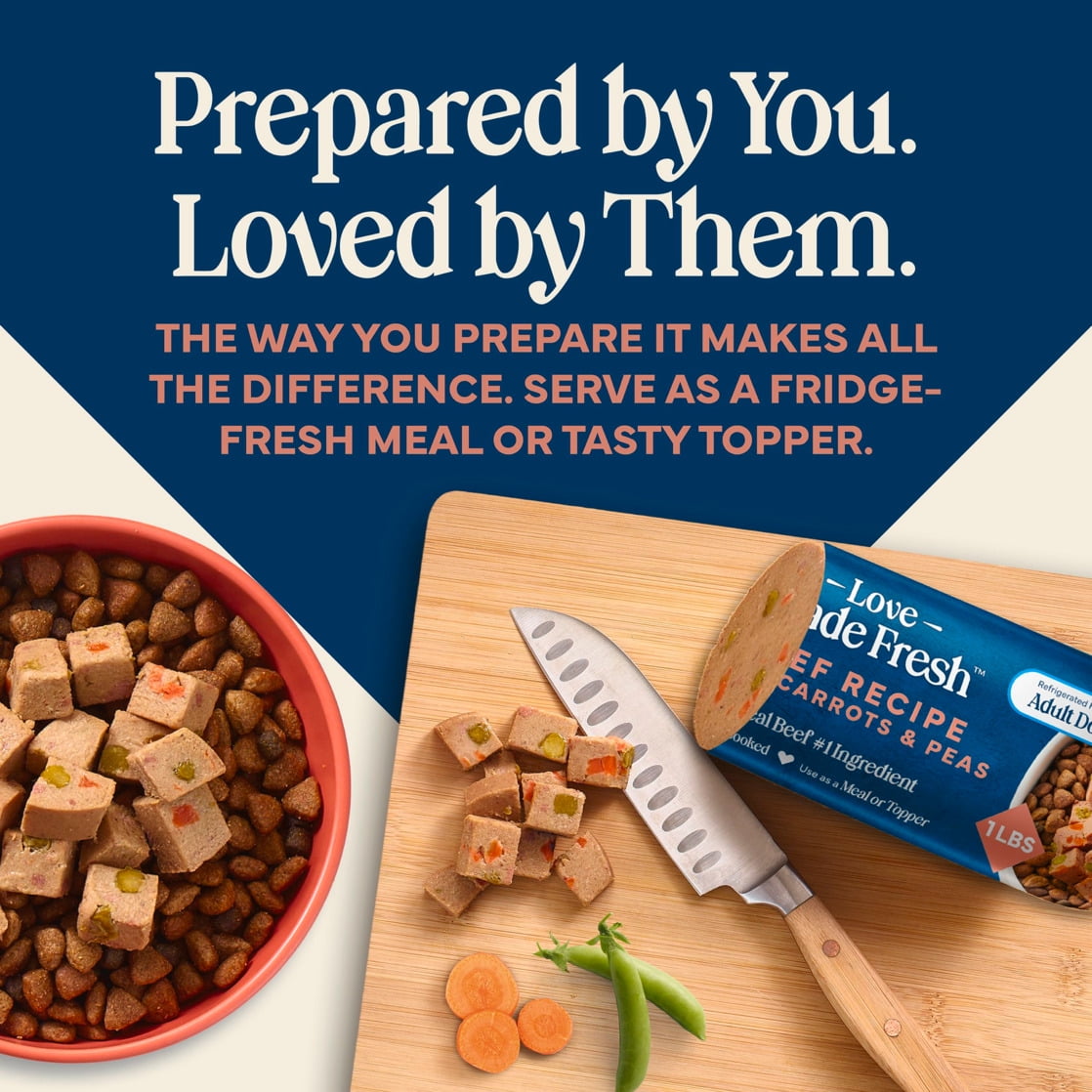 (6 pack) Blue Buffalo Love Made Fresh Dog Food, Refrigerated, Beef Recipe, 1-lb Roll