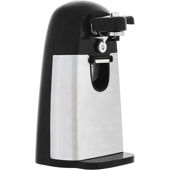 3-In-1 Electric Can Opener, Bottle Opener and Knife Sharpener, with Stainless Steel Blade, Magnetic Lid Holder, Automatic, Countertop, 50W, Black