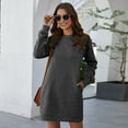 thumbnail image 1 of Vestido gris de otoño para mujer, ropa de mujer con cuello redondo, ropa de calle de moda de manga larga, Vestidos holgados con sudadera, Vestidos de primavera 2024, 1 of 7