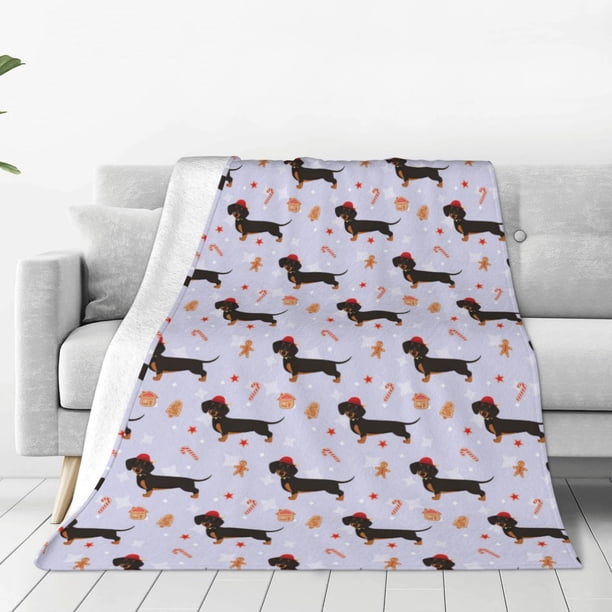 Fotbe Dachshund Dog Manta de Franela Acolchonada con Estampado, Súper Suave y Esponjosa, Extra Grande para Sofá, Cama, Uso Todo el Año-50"x40"