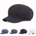 thumbnail image 6 of SikaFu Vintage Unisex Striped Cabbie Newsboy Cap Classic Octagonal Women Beret Hat Artist Painter Men Beret Cap Black White Grey, 6 of 6
