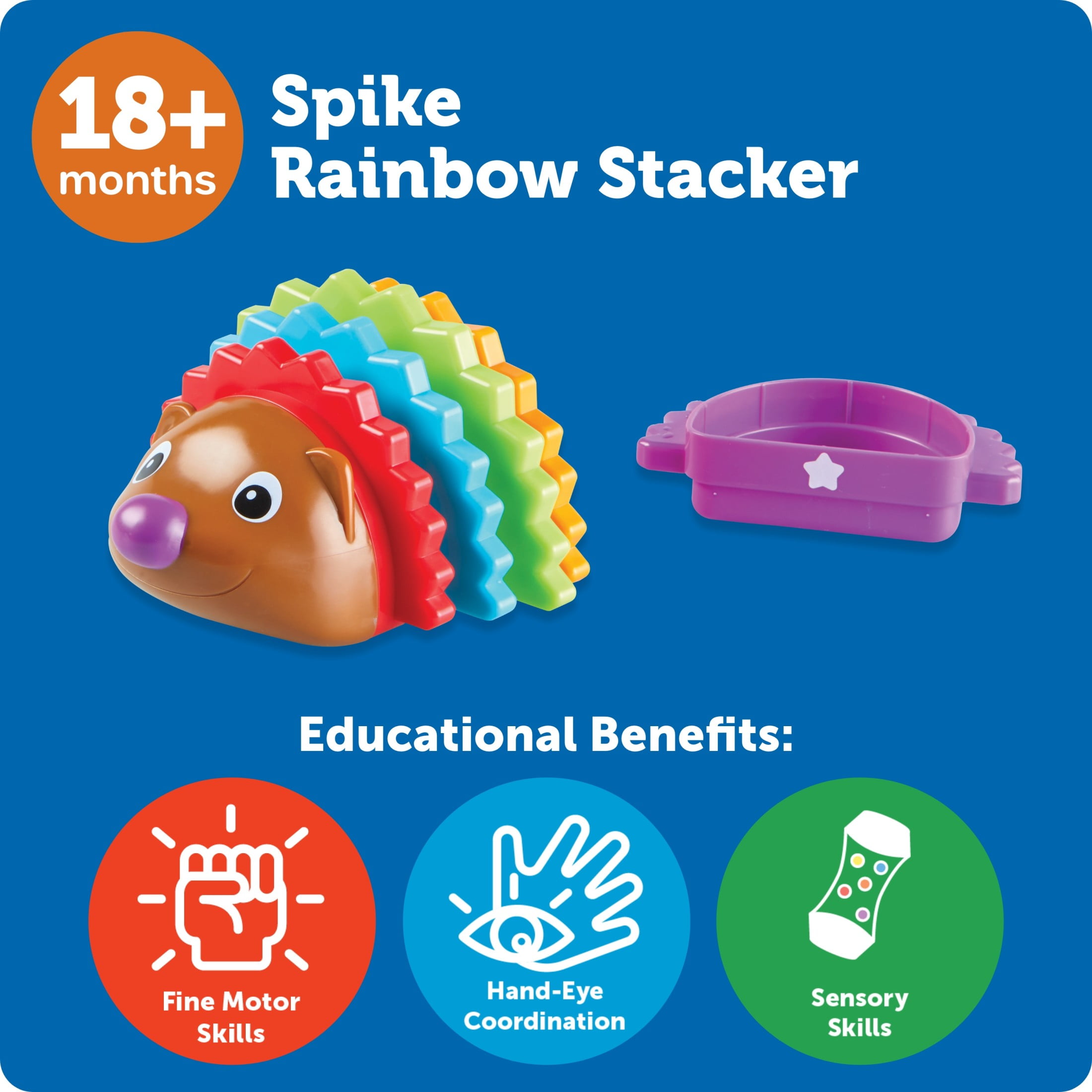 Learning Resources Spike the Fine Motor Hedgehog Rainbow Stackers  Preschool Toys For Boys and Girls Ages 18 months