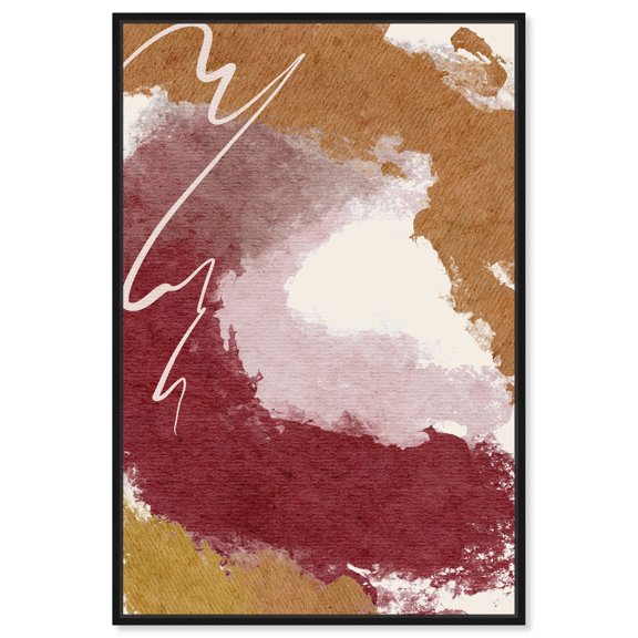 Burgundy And Cork Boho Abstract Wall Art Canvas Wall Art by Art Remedy, Black Floater Frame, 11" x 16"