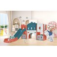 thumbnail image 4 of Kids Slide Playset Structure, Freestanding Castle Climber with Slide and Basketball Hoop, Toy Storage Organizer for Toddlers, Kids Climbers Playhouse for Indoor Outdoor Playground Activity, 4 of 39