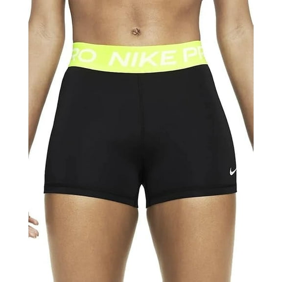 Nike Pro Women's 3" Shorts, Black/Volt 2XL, B0B54JQ6LY