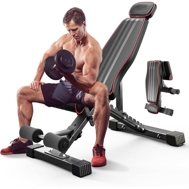 WXXRRR Multi-Function 6 in 1 Weight Bench Set - Leg Press, Preacher Curl Rack, Adjustable Workout Bench & Squat Rack for Full Body Exercise, Fitness Strength Training for Home Gym