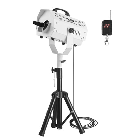 KFFKFF 1500W Snow Machine with Adjustable Stand & Wireless Remote Control, High Output Snowflake Maker with 5L Tank for Holiday Parties and Stage Decorations