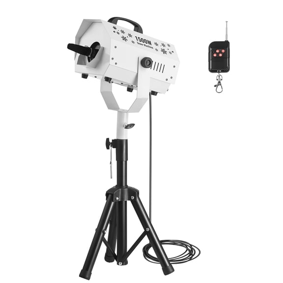 KFFKFF 1500W Snow Machine with Adjustable Stand & Wireless Remote Control, High Output Snowflake Maker with 5L Tank for Holiday Parties and Stage Decorations