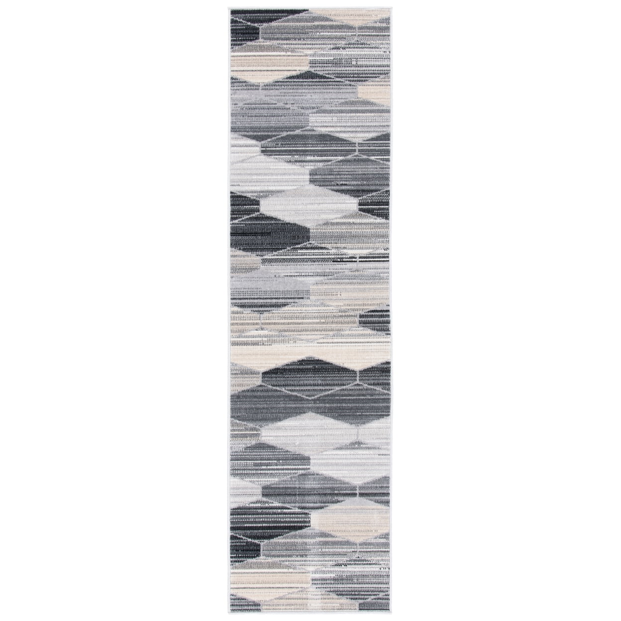 SAFAVIEH Montage Vardan Geometric Indoor/Outdoor Area Rug, Grey/Dark Grey, 6'7" x 6'7" Round