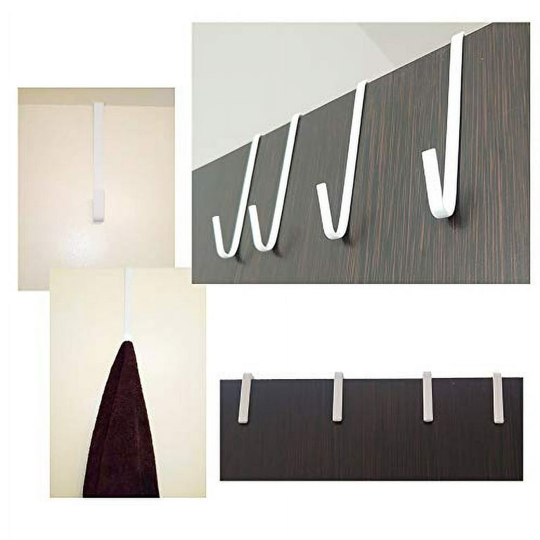 12 Pack White Smart Over The Door Hook,2 Side Metal Z Hooks,S Hooks for  Hanging Coats,Bags,Towels for Bathroom,Kitchen,Office 