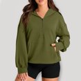 thumbnail image 2 of tarylea Hoodie for Women Half Zipper Front Pockets Pullover Solid Color Long Sleeve Sweatshirt Loose Casual Sports Tops, 2 of 6