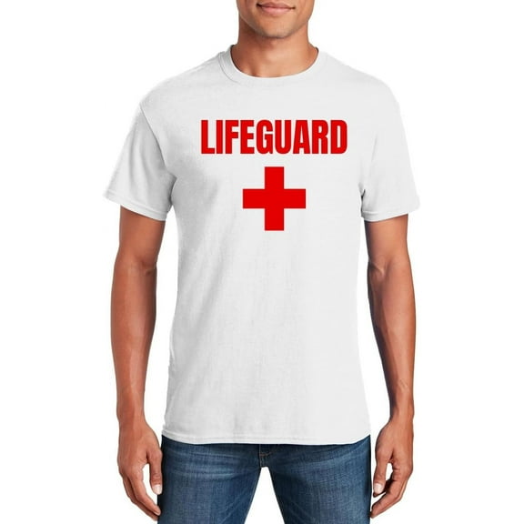 Lifeguard Staff T-Shirt - Bold Logo on Front for Men or Women - 100% Ring Spun Cotton Tops Tee