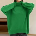 thumbnail image 6 of Women Sweater High Collar Long Sleeve Ribbed Trim Pullover Tops Loose Fit Solid Color Mid-length Knitting Tops, 6 of 8