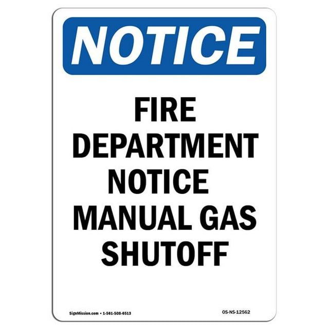 SignMission OS-NS-A-1218-V-12562 12 x 18 in. OSHA Notice Sign - Fire Department Notice Manual