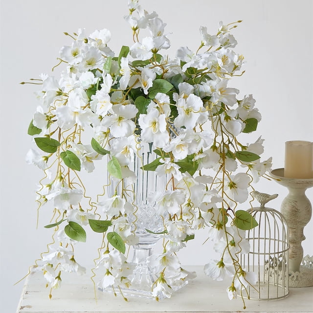 Rama de Manzano Silvestre para Colgar En La Pared, Rosa Artificial, Flor para Mesa de Comedor, Decoración Del Hogar, Arreglo de Flores de Ratán de Seda, Simulación de Begonia de Larga Duración y Fáci