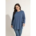 thumbnail image 4 of CASSIE LIZ Plus Size Sweatshirts 5X Long Sleeve Womens Tops Fall Crew Neck Blue Shirts Fashion Tee Loose Fit Tunics Winter Blouses Casual Oversized Pullovers with Pocket 5XL 26W 28W, 4 of 6