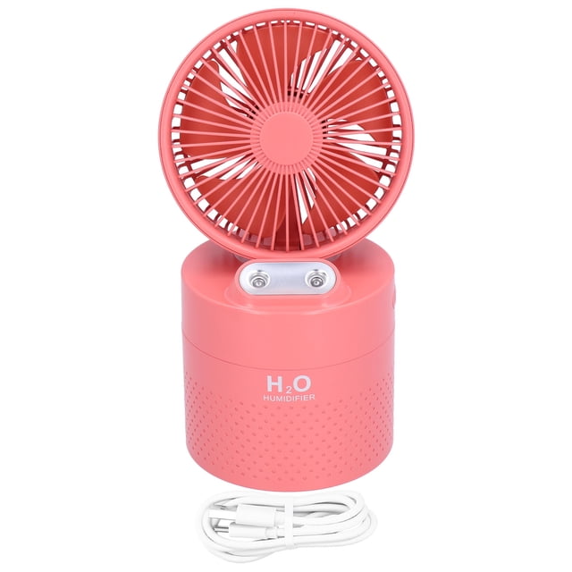 Humidificador con ventilador de 4000 mAh, pulverizador de niebla doble, carga USB, ventilador, humidificador de refrigeración para dormitorio, rojo