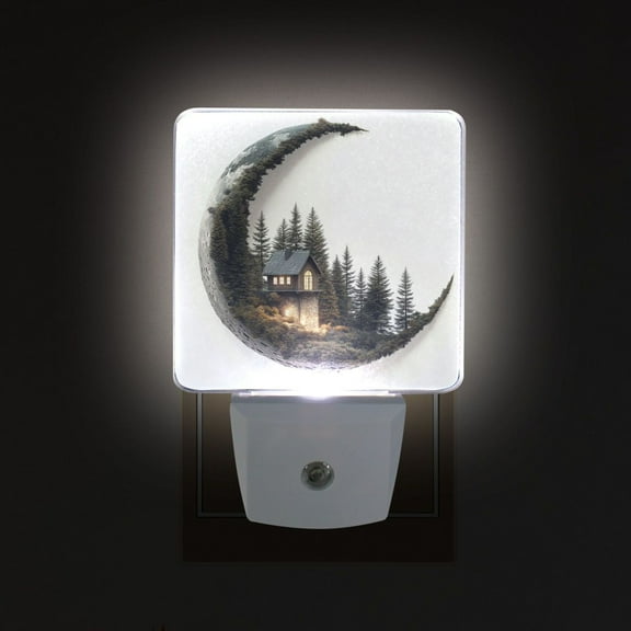 Yayeee LED Plug in Night Light for The Home with Auto Dusk to Dawn Light Sensors, 2 Pack, Moon House