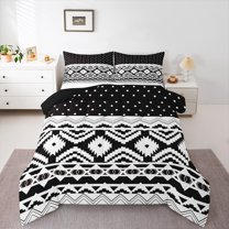 Manfei Hippie Aztec 3 Pieces Queen Comforter Set for Female Men Adults,Polka Dots Ultra Soft Bedding Sets,Boho Abstract Geometric Bedding Comforter Set Breathable,Microfiber Bedroom Decor,Reversible