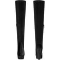 thumbnail image 2 of BLISSFUL STEP Women's Boots Faux Velvet Over The Knee Platform Round Toe Chunky Heel Boots  Black 6, 2 of 7