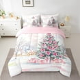 thumbnail image 3 of Manfei Dreamy Xmas Tree 7 Pieces Bedding Comforter Set for Kids, Pink Santa Claus Gifts Full Bedding Set, Merry Christmas Reversible Fitted Sheet Flat Sheet, Luxury Bedroom Decor, 3 of 8