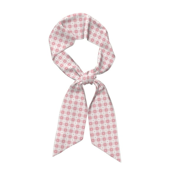 Xecao Plaid Heart Pattern Large Satin Head Scarf - Satin Hair Scarves Silk Bandana Scarf Headscarf Silk Feeling Scarf for Women