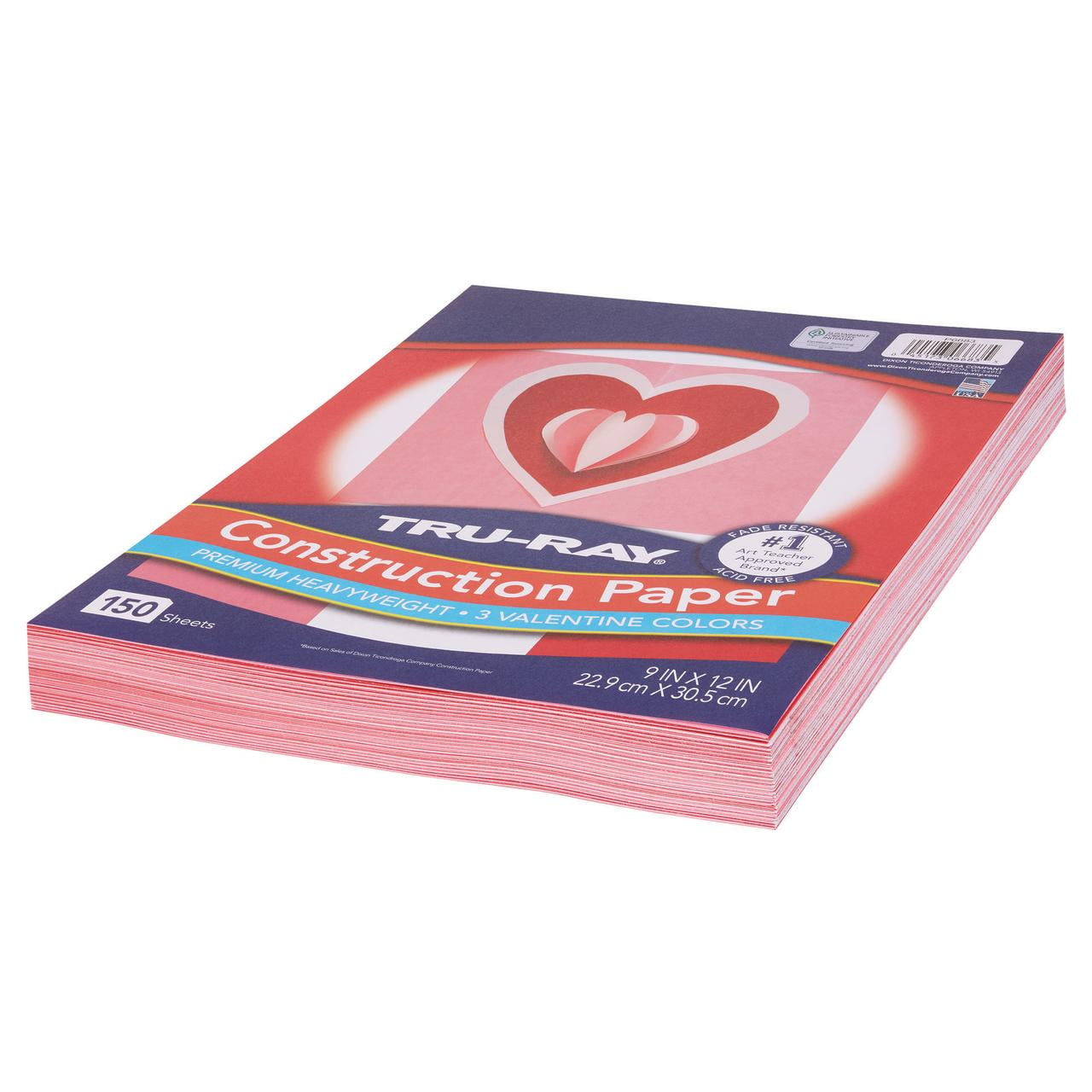 Tru-Ray Construction Paper, Heavyweight, Valentine Assortment, 9" x 12", 150 Sheets Per Pack, 3 Packs