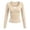 *Beige, variant on ClodeEU Women's Henley Long Sleeve Ribbed Fitted Top, Half Button V Neck Basic Casual Layering T Shirts ,Women's Plus L