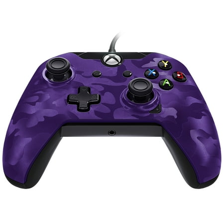 - PDP Stealth Series Wired Controller for Xbox One, Xbox One X and Xbox One S, Purple Camo, 048-082-NA-CM05