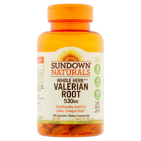 Sundown Naturals Whole Herb Valerian Root Capsules 530mg, 100