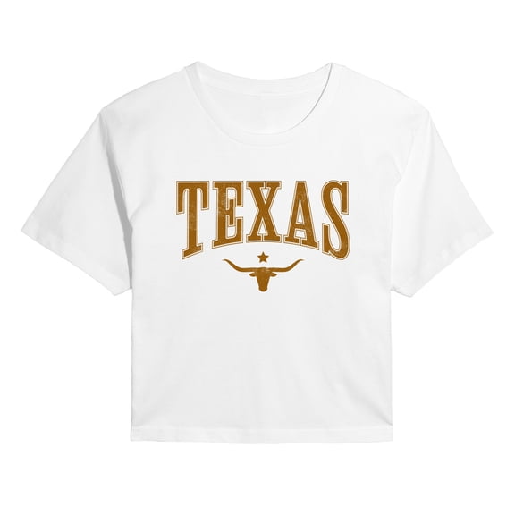 Instant Message - Texas Collegiate - Juniors Cropped Graphic T-Shirt