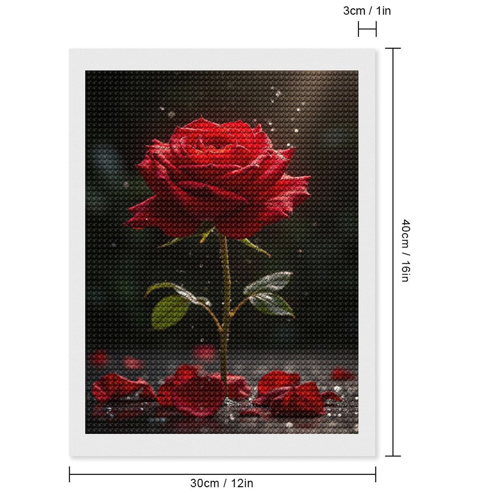 Diamond Art Kits for Adults, Radiant Red Rose With Petals Droplets 5D Diamond Painting Kits for Adults Beginners, DIY Full Drill Diamond Painting, Gem Art and Crafts 12x16