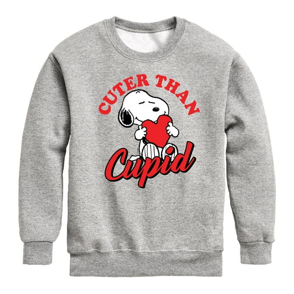 Peanuts -  Valentine's Cuter Than Cupid  - Toddler And Youth Crewneck Fleece Sweatshirt