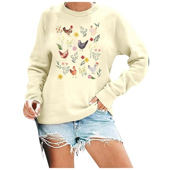 Womens Sweatshirts Long Sleeve Graphic Printed Crew Neck Tops Fall Fashion 2025 Pullover Sweaters Winter Clothes