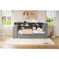 thumbnail image 6 of JERFIT Grey Twin Size Storage Platform Bed with LED Headboard, USB Charging, Desk Drawers, 6 of 10