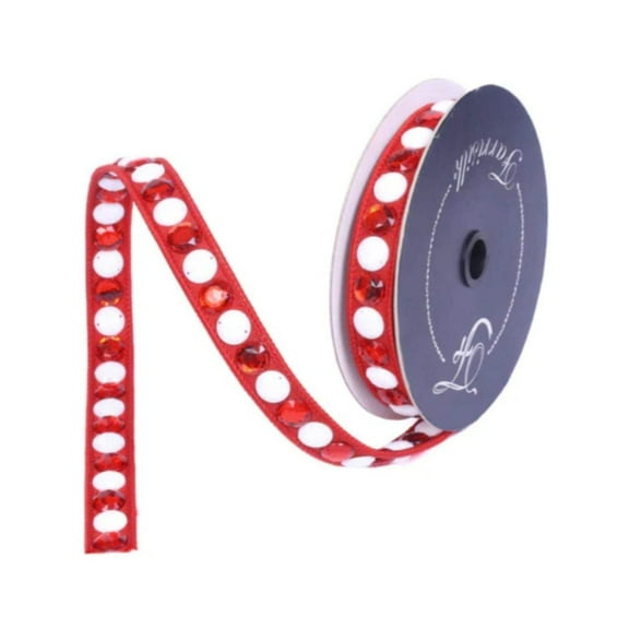 .75" Gumdrop Garland Ribbon: Red/White (5 Yards)