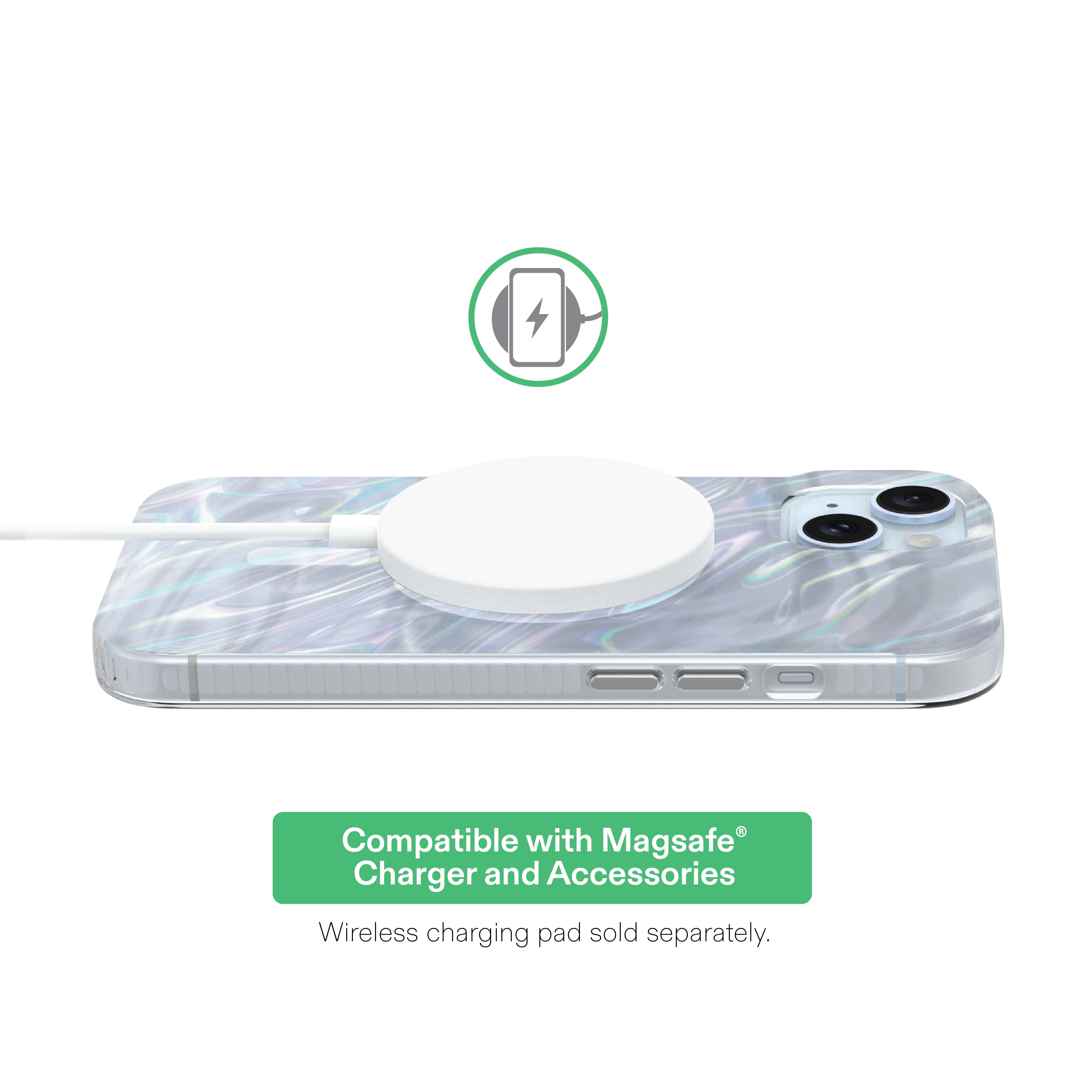 onn Phone Case for iPhone 17e / 16e / 15 / 14 / 13, MagSafe Compatible - Pearlescent White