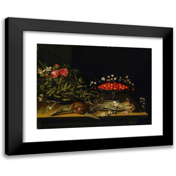 Anonymous 14x11 Black Modern Framed Museum Art Print Titled - Still Life with Strawberries