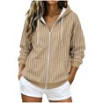 thumbnail image 2 of Kinrui Womens Zip Up Striped Hoodies Casual Long Sleeve Thin Fleece Lined Sweatshirts Fall Winter Track Jackets with Pockets XL, 2 of 6
