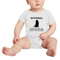 thumbnail image 2 of Warning: Protected by A English Cocker Spaniel Dog Funny Baby Rompers Bodysuit (White,6-12 Months), 2 of 5