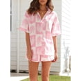 thumbnail image 6 of Yunliwuli Women Summer Shorts Outfits Sun/Shell Print Short Sleeve Shirts Tops Elastic Waist Shorts 2 Pieces Clothes Set, 6 of 9