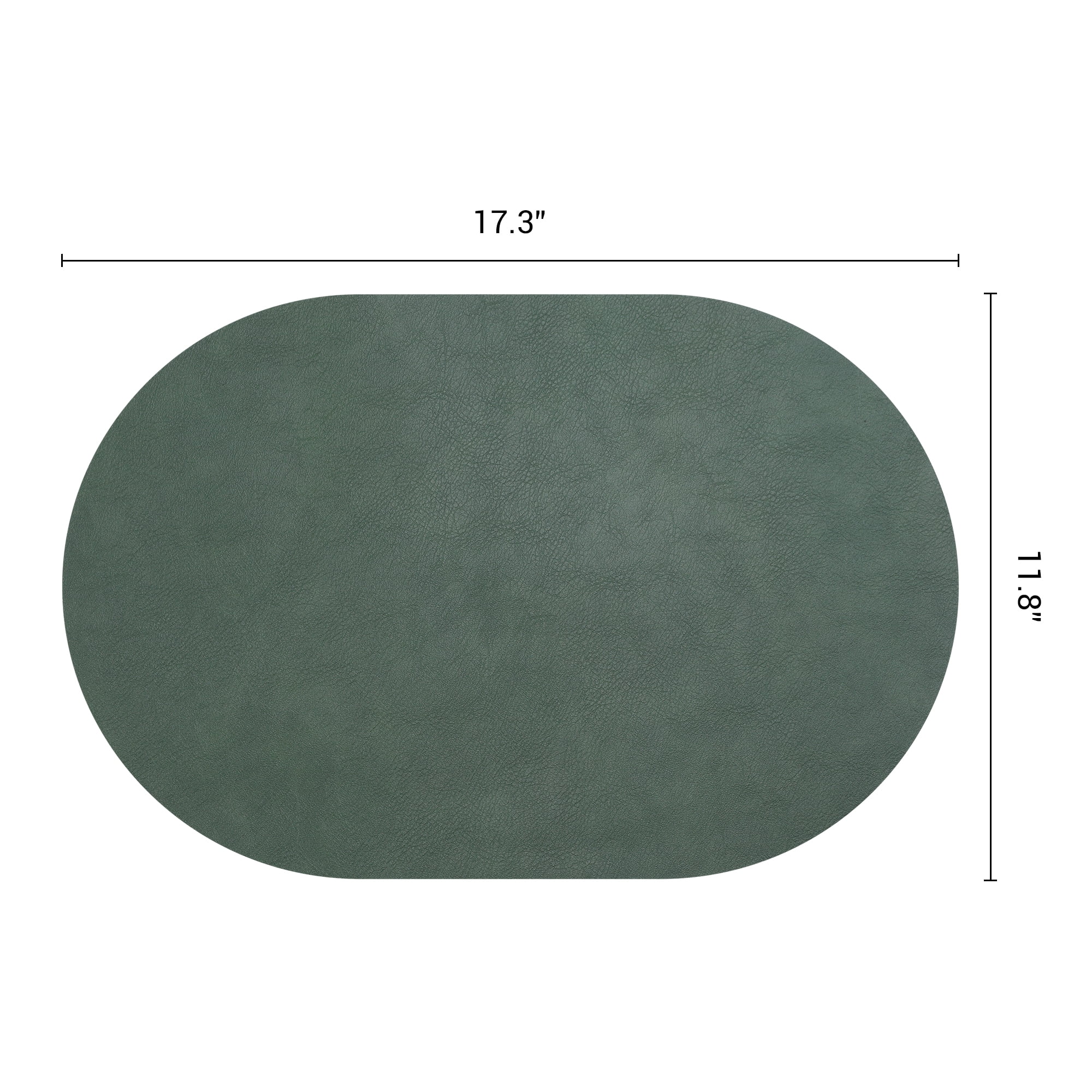 Unique Bargains 6pcs Oval Table Mats for Kitchen Green/Gray 17.3"x11.8"