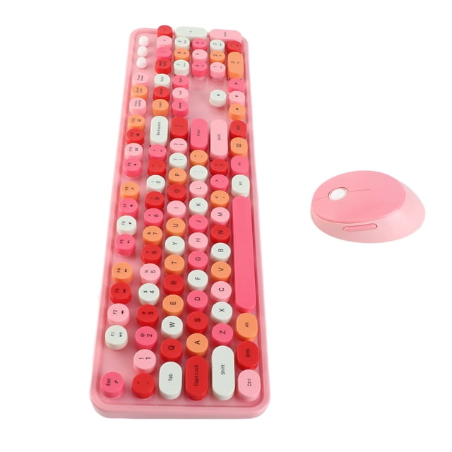 104 Keys Wireless Mouse and Keyboard Set, Retro Typewriter Style, with Numeric Keypad and Multimedia Buttons, for Home and Work Computer