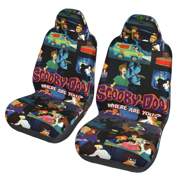 Scooby Doo Car Seat Cover Set of 2 Fashion Stretchy Front Seat Protector Universal Fit for Auto Truck SUV Van Sedan Car Interior Accessory Decoration