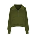thumbnail image 6 of gakvbuo Quarter Zip Up Pullover Sweatshirts for Women Half Zipper Cropped Pullover Hoodies Fleece Winter Clothes 2023 Outfits Stand Collar Sweater Coat fall outfits for women 2024, 6 of 7