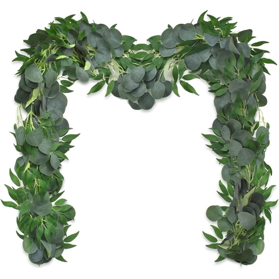 Samhe 3Pack 19.6Ft Artificial Eucalyptus Garland, Greenery Artificial Garland in Green for Wedding Arch Swag Backdrop Doorways Table Runner Indoor Outdoor, 6.5Ft/pack
